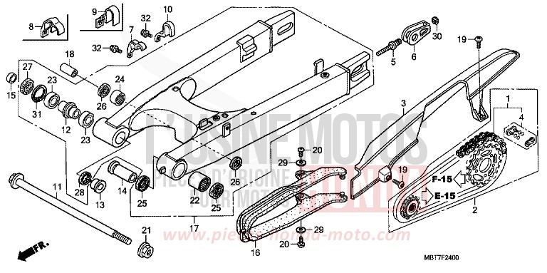 SWINGARM for Varadero ABS CHEVALIER SILVER METALLIC (NHA83) from 2008